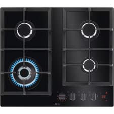 Image of AEG 8000 FlameLight Gas Hob, 4 Burners, 60cm, Black - HKB64450NB