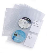 Image of Durable CD/DVD Pockets | 2 Sided Wallet Index for 4 Disks | 10 Pack | A4 Clear