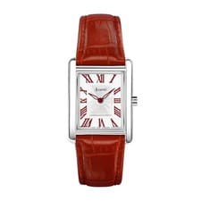 Image of Accurist Rectangle 26mm Womens Rectangular Silver Analogue Watch with Red Strap
