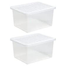 Image of Wham Crystal 37 Litre Storage Box With Lid 2 Pack