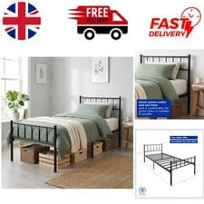 Image of Modern Single Metal Bed Frame 190x90 cm - Lightweight Metal with Steel Support