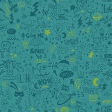 Image of Holden Decor Doodle Teal/Neon Yellow Kids Wallpaper 13341