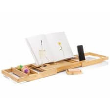 Image of Tranquil Beauty Premium Bath Caddy | Natural Sustainable Bamboo Bath Tray | Bath