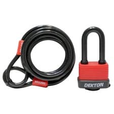 Image of Dekton 2.5mx8mm Flexible Steel Cable & 50mm Padlock Set Heavy Duty Security