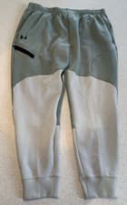Image of NEW MENS XL UNDER ARMOUR UNSTOPPABLE FLEECE JOGGERS( SILICA/HYDRO GREEN/BLACK)