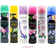 Image of 6 x 75ml Mix of Yardley London Body Sprays - VALENTINE,  🎁 Birthday🌸GIFT