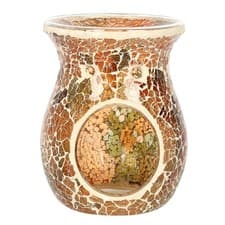 Image of Large Brown Crackle Oil Burner and Wax Warmer