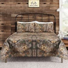 Image of Boston Linen Company Realtree Xtra Camo Bedding King Sheet Set 4 Piece Polyco...