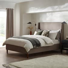 Image of **Seconds** Hana Double Bed Frame in Taupe Recycled Fabric