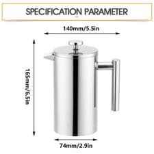 Image of 350/600/1000ml French Press Coffee Maker 305 Stainless Steel Cafetière Insulated