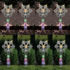 Image of Christmas Outdoor Lights Xmas Garden Snowflake LED Stake Lights Decoration 8 Pcs