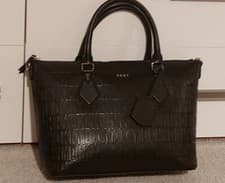 Image of DKNY Ladies black embossed tote bag