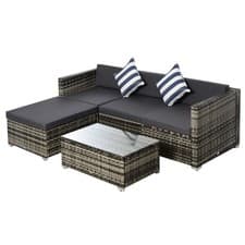 Image of Waterproof 4-Seater Garden Rattan Furniture Set, Outdoor Sectional Conversation