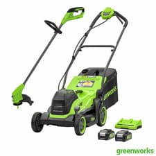 Image of Greenworks 48V 36Cm Cordless Lawn Mower & 24V 25Cm Line Trimmer Bundle