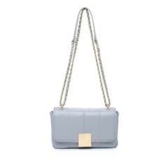 Image of Womens Ladies Quilted Faux Leather Chained Cross Body Shoulder Bag with Buckle
