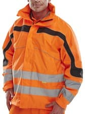 Image of Be Seen Eton Waterproof Breathable Hi Viz Jacket Orange or Yellow High Vis