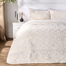 Image of OHS Cable Knit Teddy Fleece Reversible Coverless 10.5 Tog Duvet Bedding Set