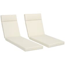 Image of Outsunny Set of 2 Lounger Cushions ONLY Deep Seat Patio Cushions White