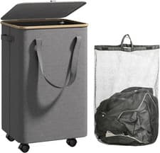 Image of Laundry Basket with Wheels 100L Rolling Laundry Hamper with Lid Clothes Hamper