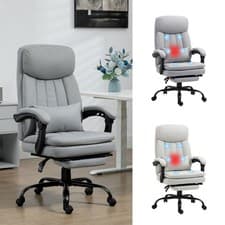 Image of Microfibre Office Chair with Vibration Massage and Heat, Lumbar Pillow