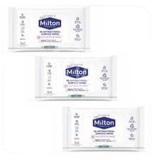 Image of Milton Antibacterial Cleaning Surface Wipes, 3 Pack – Kills 99.9%, Baby Safe