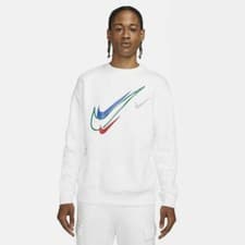 Image of Mens Nike Sportswear Fleece Sweatshirt DQ3943 100 White/Multi Size S_M_L_XL