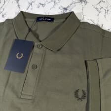 Image of FRED PERRY Mens Laurel Wreath Green Plain Polo Shirt SIZE XL M6000 W49 BNWT