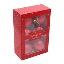 Image of Christmas Tree Decoration 6 Pack Shatterproof Baubles 60mm - Red