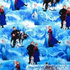 Image of BonEful Fabric FQ Cotton Quilt Blue FROZEN Movie 1 2 Disney Holiday Snowman OLAF