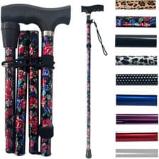 Image of Life Healthcare Folding Walking Stick–Adjustable Height Lightweight Aluminium Ca