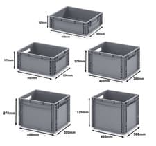 Image of 400 x 300 Euro Stacking Heavy Duty Plastic Storage Containers Boxes Crates Grey