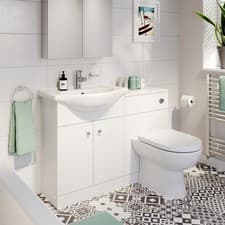 Image of Modern Bathroom Basin Sink Vanity Toilet WC Concealed Cistern Unit Matte White