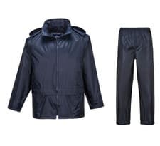 Image of Portwest Waterproof Rainsuit (2 Piece) Rain Jacket & Trousers Navy Blue L440