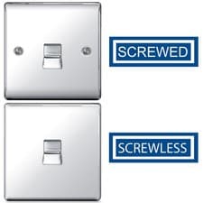 Image of BG Polished Chrome Switches & Sockets Full Range Screwed Or Screwless Flatplate