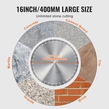 Image of VEVOR Diamond Blade 16inch Concrete Saw Blade Wet or Dry 0.47inch Flat Teeth