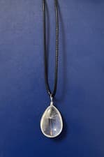 Image of Dandelion Seed Necklace with Glass Vial and Cord Pendant Lucky Wish Pendant