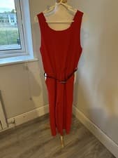 Image of Boohoo Ladies Red Culotte Jumpsuit Uk M