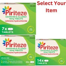 Image of Piriteze Allergy Relief Tablets Hayfever Tablets Antihistamine 7-14-30 Tablets