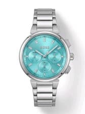Image of Hugo BOSS One Multifunction Womens Watch Silver With Blue Dial 1502763 38mm New