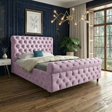 Image of Falcon Luxury Upholstered Bed Frame in Plush Velvet Fabric in UK Standard Size