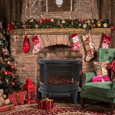 Image of Electric Fireplace Log Burner Heater 1800W Fire Flame Effect Stove Living Room
