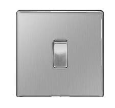 Image of BG FBS12 Nexus Screwless Flat-Plate 2 Way 10A Single Light Switch Brushed Steel