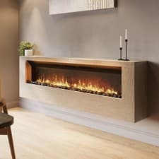 Image of Wall-Mounted Electric Fire with Oak Surround - 70 Inch - AmberGlo AGL083