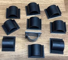 Image of 10x BLACK SELF ADHESIVE NYLON CABLE CLIPS SIZE LARGE 33mm x 28mm FOR 16mm CABLE