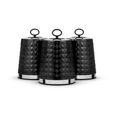 Image of Tower Solitaire Storage Canisters, Set of 3, Tea/Coffee/Sugar, Black T826207BLK