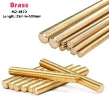 Image of Fully Threaded Rod 2mm to 20mm Brass Threaded Bar Studding Studs Length 25-500mm