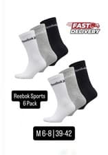 Image of REEBOK Socks Sport FULL Cushioned 6 Pair Multipack SIZE M UK 6-8 | 39-42 FAST 🚚