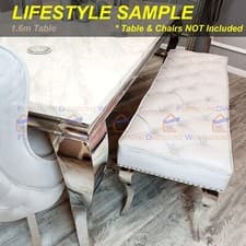 Image of 2026 SALE Louis Light Grey Velvet Dining Bench Seat 1.4m fit for 1.5m-1.6m Table