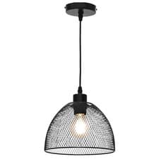 Image of Matt Black Metal Mesh Ceiling Pendant Light Fitting Industrial 22cm Diameter