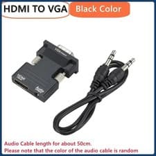 Image of 1080P HDMI-compatible Female To VGA Male Converter with 3.5mm Audio Cable UK